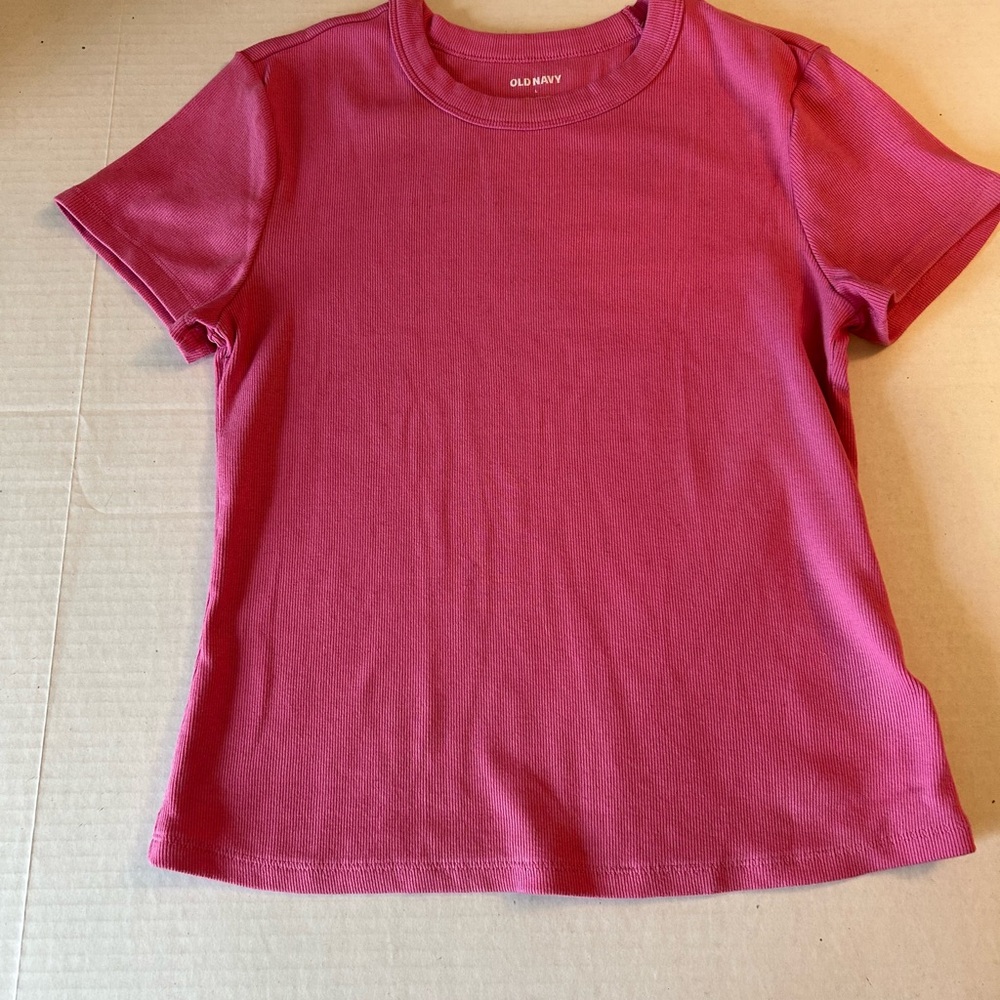 Old Navy Women's Ribbed Short Sleeve Tee Pink size Large